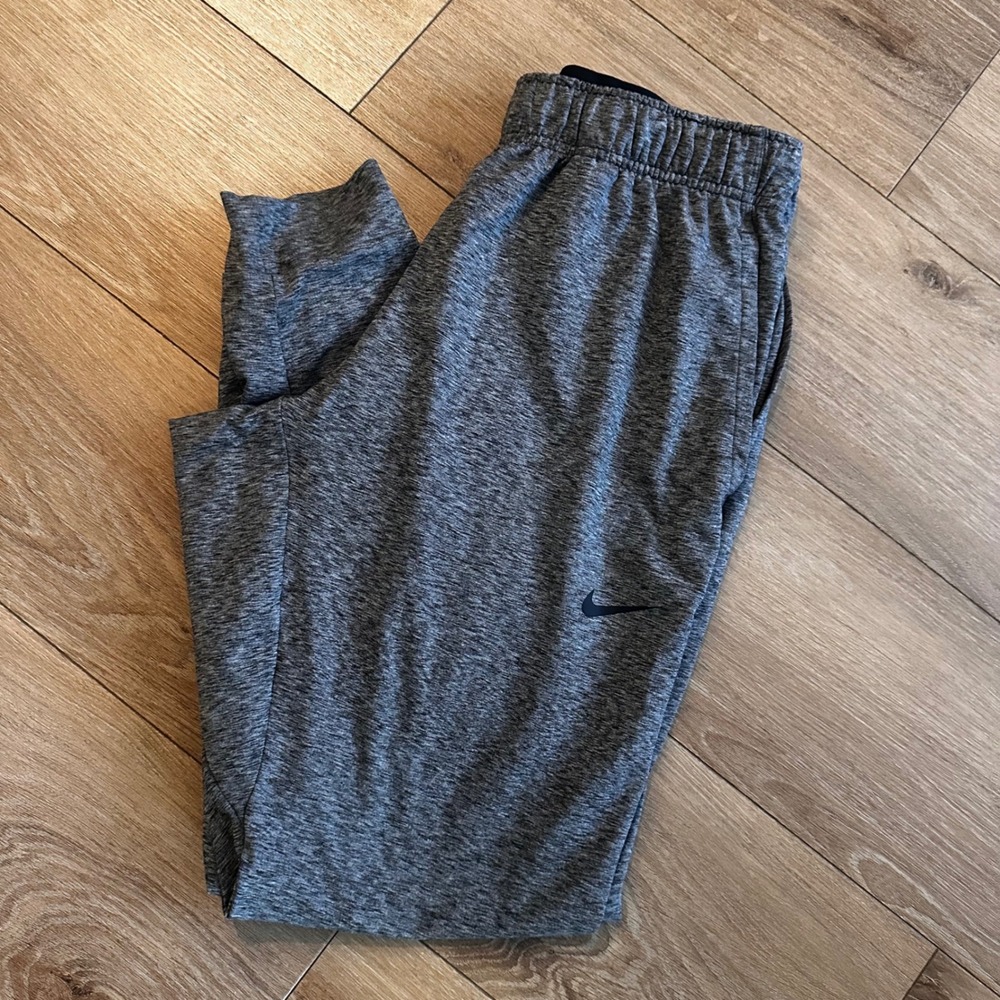 Nike Dri-FIT Mens Training Pants Grey Space Dye Heather Joggers Large Std Fit‎
